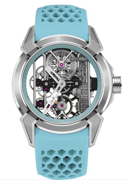 Jacob & Co Replica watch Epic X Titanium Powder Blue Neoralithe Inner Ring EX110.20.AQ.AC.ABRUA